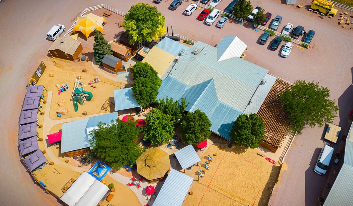 Aerial view of the Whitewater Bar & Grill compound